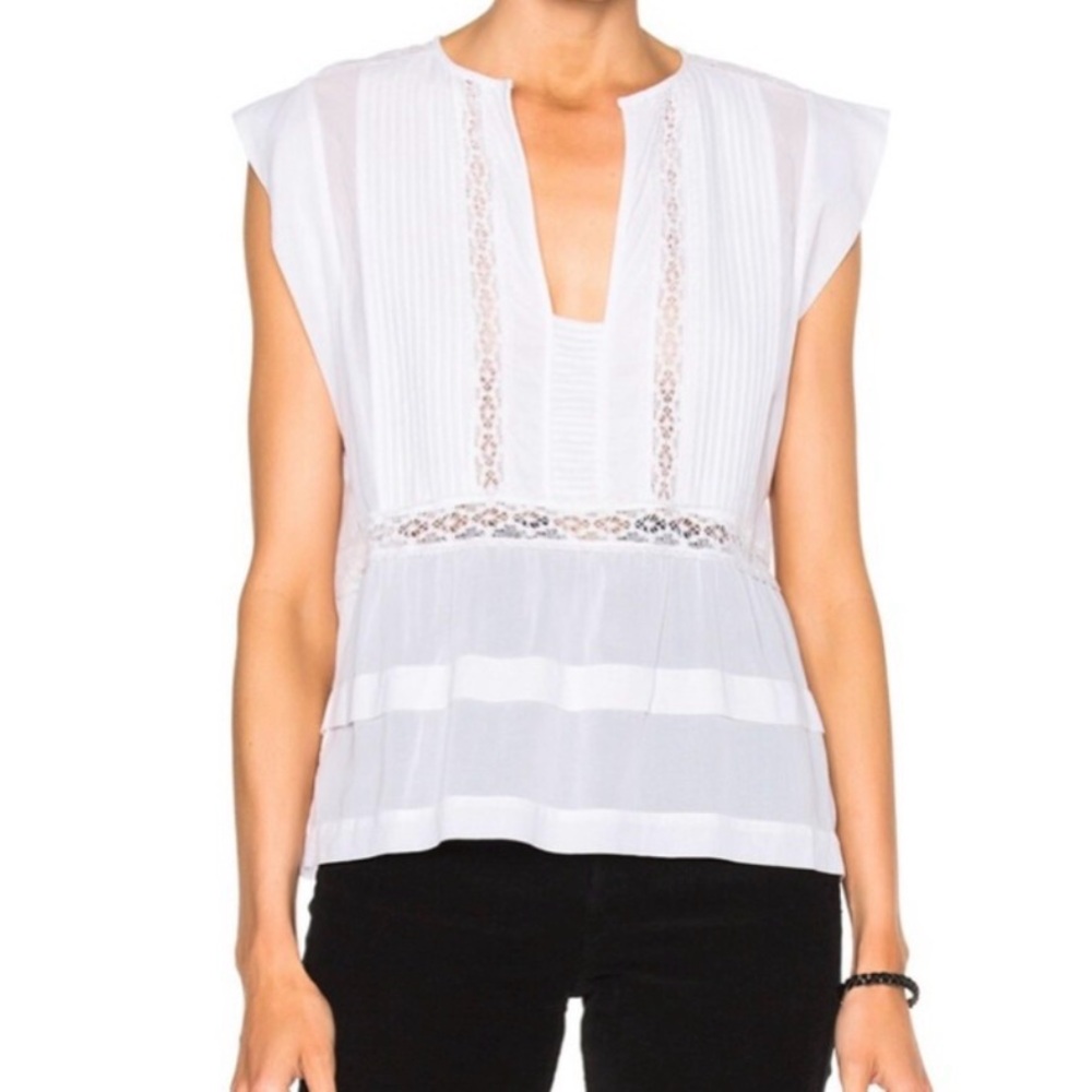 Isabel Marant Etoile White Lace Cotton Top Size 34 - Picture 2 of 9